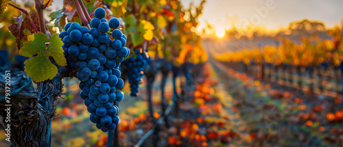 Vineyard Vistas, Ripe Grapes Under the Sunset, The Essence of Wine Country photo