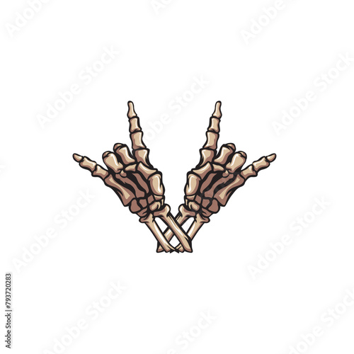Metal hand sign skeleton crosshand 