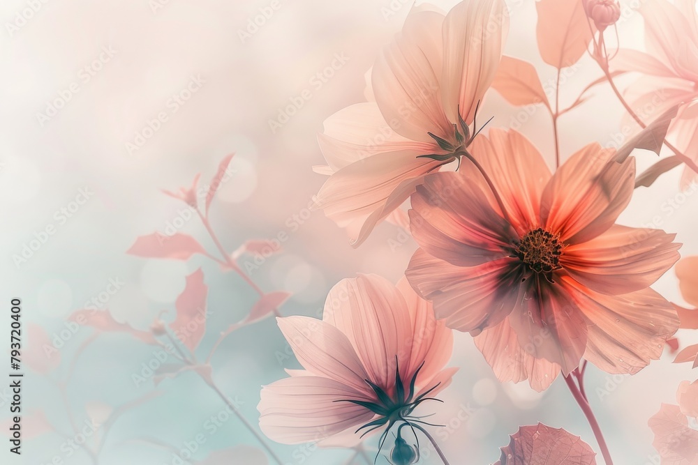 Fototapeta premium Gradient floral background for a soft and romantic feel