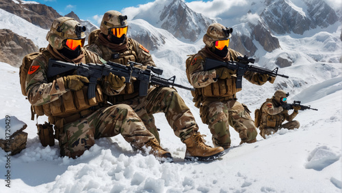 A unit of mountain troops in action photo