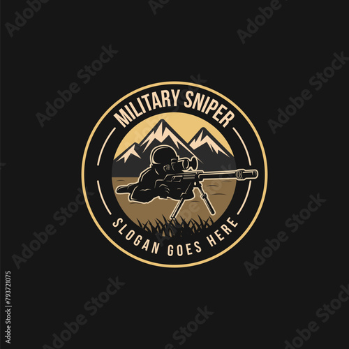 Badge emblem Military sniper logo vector