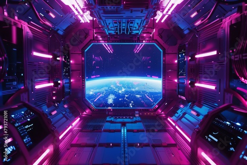 Gradient space station for a sci-fi and futuristic theme © Cloudyew
