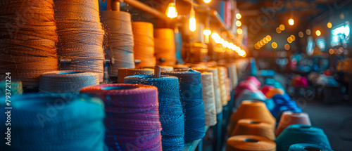 The Fabric of Creativity, Spools of Colorful Threads Ready for Textile Crafting photo