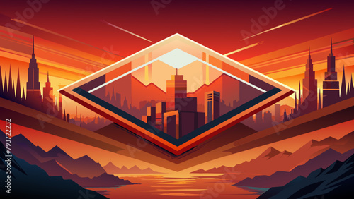 Fiery red brown burnt orange copper black abstract background. Geometric shape. Color gradient. 