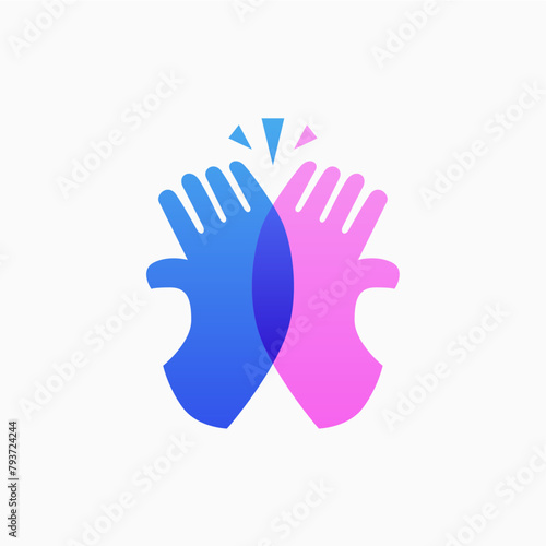 high five toss hand logo vector icon illustration © gaga vastard