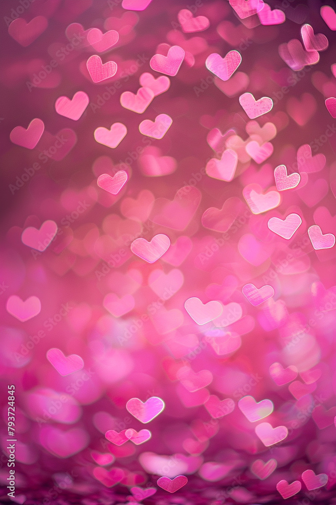 A pink blurry background full of hearts Elegant bokeh hearts background 