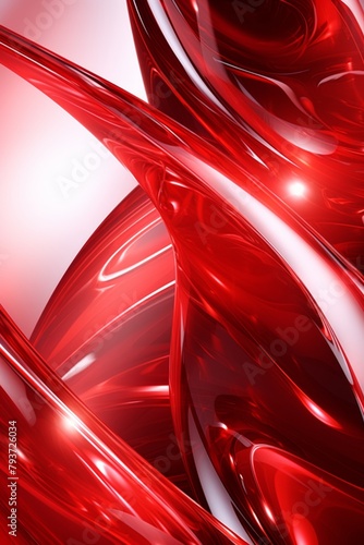 Abstract geometric red background with glass spiral tubes  flow clear fluid with dispersion and refraction effect  crystal composition of flexible twisted pipes  modern 3d wallpaper  design element