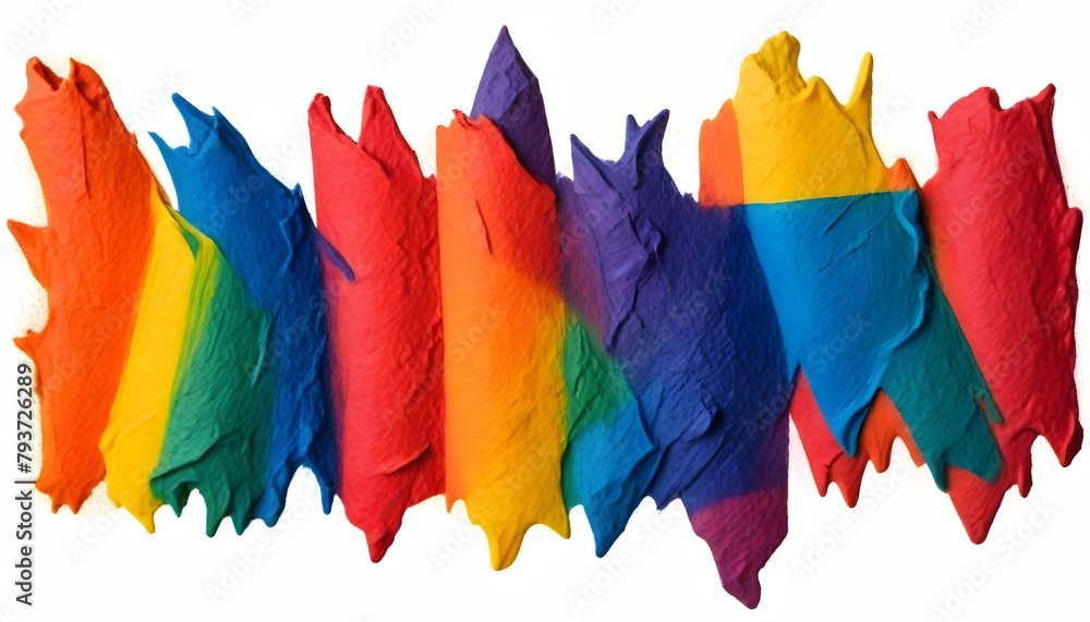 Naklejka premium colorful rainbow Holi paint color powder explosion isolated on white wide panorama background