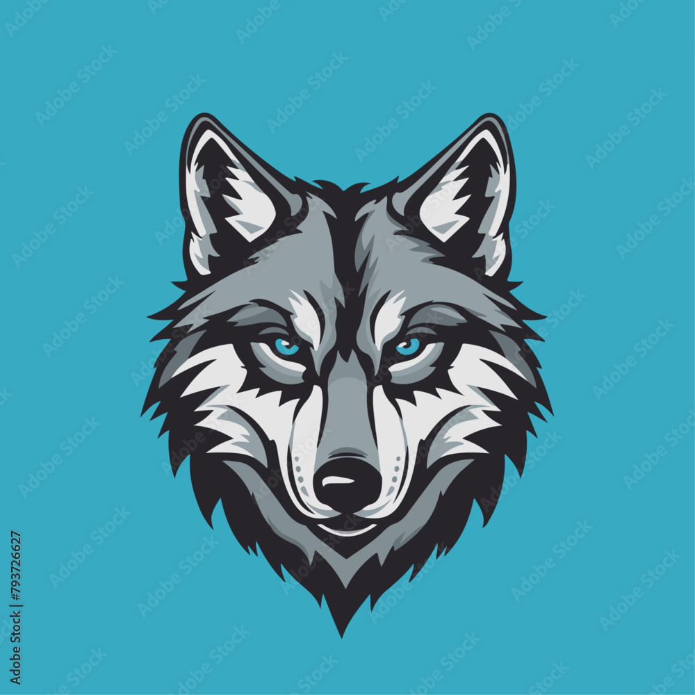 Wolf Mascot for Esports Team Logo Flat Color and Kid Friendly Vector Illustration