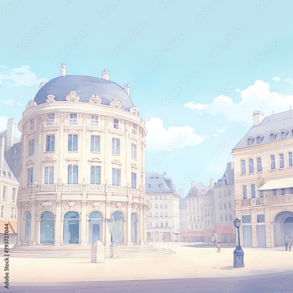 A historic stone building in a European city, beautifully preserved, with tourists admiring its architecture and intricate details A historic stone building in a European city, beautifully preserved, with tourists admiring its architecture and intricate details