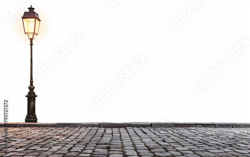 Isolated Streetlight on Quiet Road isolated on transparent background PNG.