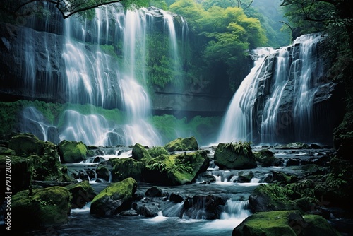 High-Resolution Cascading Waterfall Photo Backgrounds: Breathtaking Landscape Views