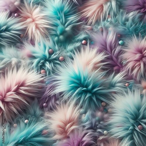 soft plush furry texture, with turquoise and purple colors