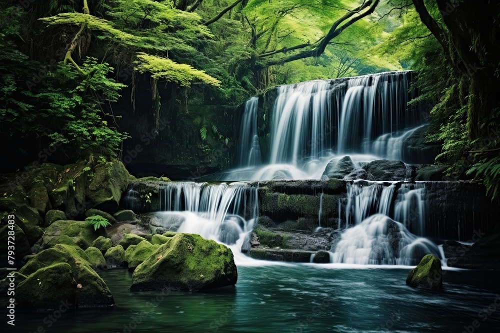Cascading Waterfall Photo Backgrounds: Tranquil Flowing Streams