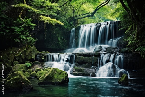 Cascading Waterfall Photo Backgrounds  Tranquil Flowing Streams