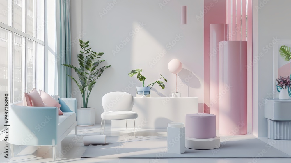 Soothing pastel hues creating a sense of relaxation and tranquility against white Soothing pastel hues creating a sense of relaxation and tranquility against white