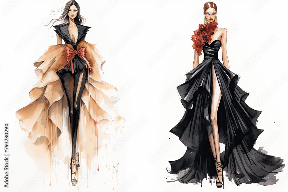 Elegant Haute Couture Fashion Sketches: Inspiring Runway Designs