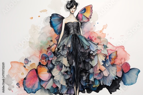 Creative Textile Artistry: Haute Couture Fashion Sketches Unveiled