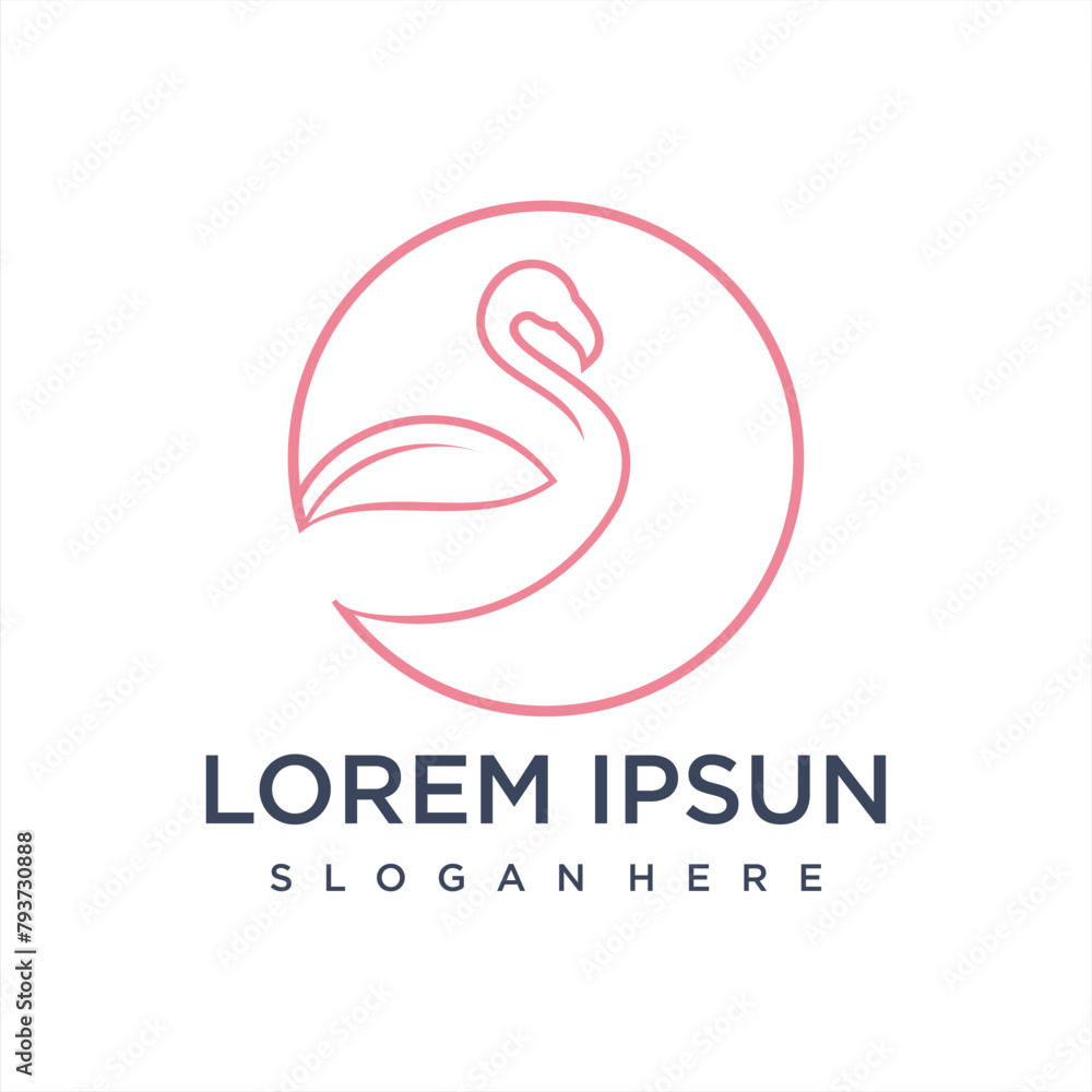 Vector beautiful flamingo with a simple line design style. Vector beautiful flamingo with a simple line design style.
