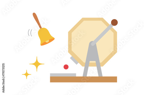 ガラポン抽選器のイラスト　福引　抽選会　ガラガラ　イベントツール　くじ　当選