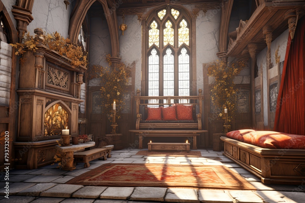 Fototapeta premium Virtual Monarch Narratives: Medieval Castle VR Experiences