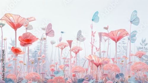 Whimsical pastel transitions creating a sense of whimsy against a white background