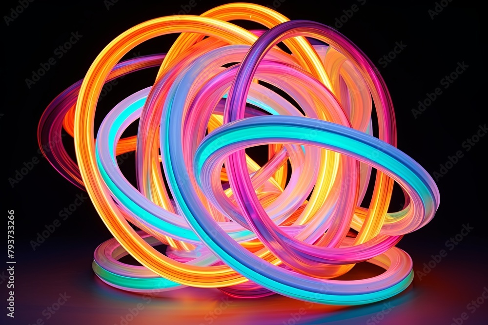 Neon Light Abstract Sculptures: A Neon-Infused Expressionistic Journey