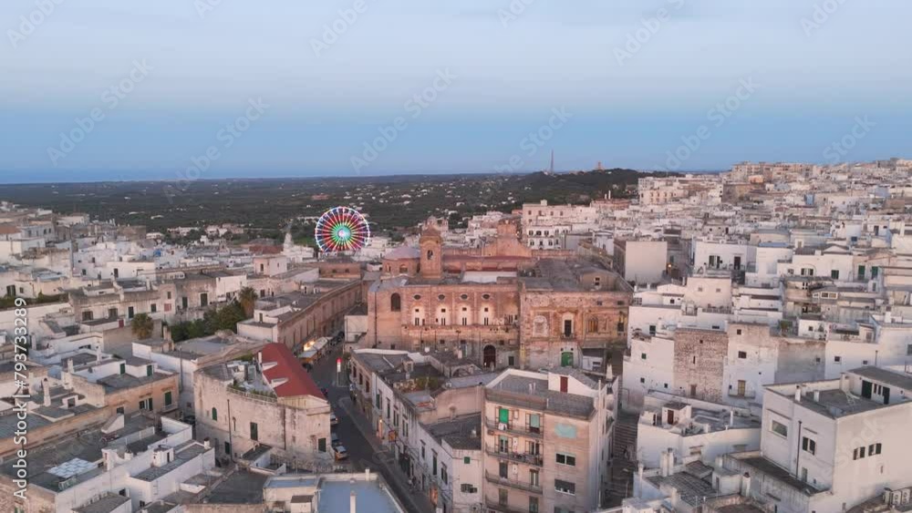 Aerial view of the ostuni in italy with Ferris wheel Aerial view of the ostuni in italy with Ferris wheel