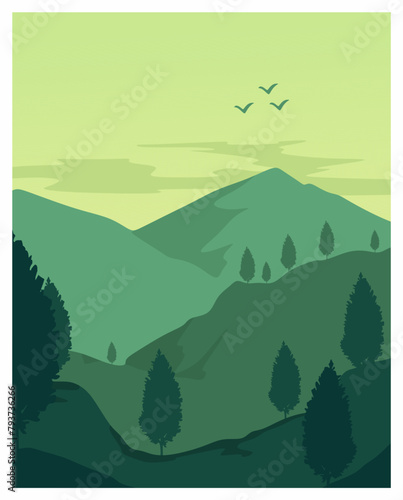 beautiful views of mountains and green forests