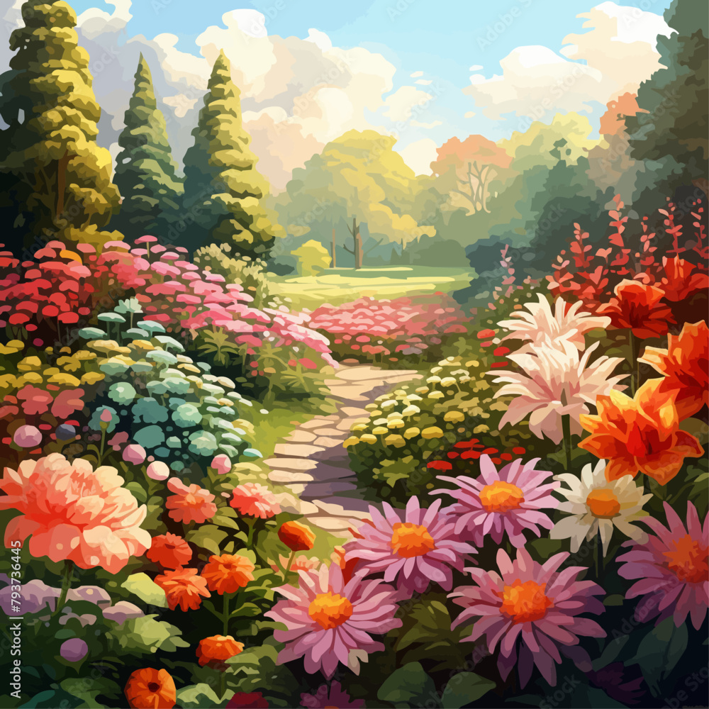Flower garden graphic background Flower garden graphic background
