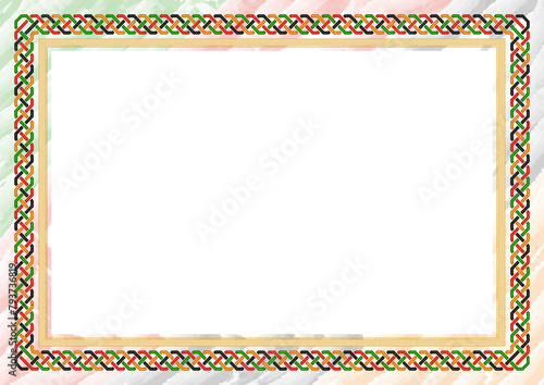Horizontal frame and border with Zambia flag