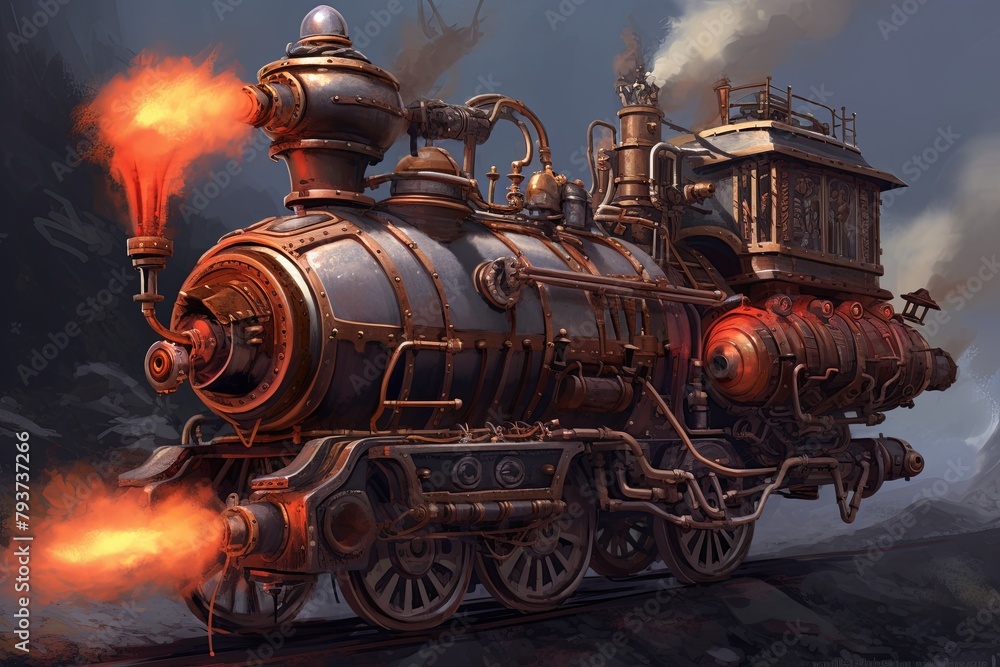 Obraz premium Steampunk Gadgetry Product Renders: Conceptual Steam-Powered Vehicles Special Edition