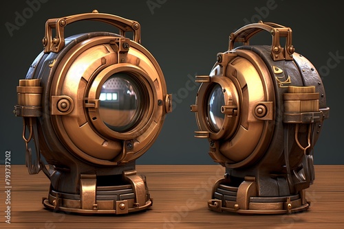 Brass & Wood Steampunk Gadgetry Product Renders: Prototypes Showcase