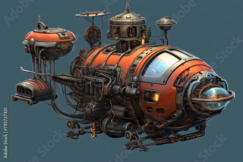 Steampunk Gadgetry Submarine Fantasy Renders and Models © Michael