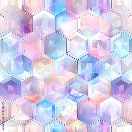 Colorful, holographic, geometric cubes with an irridescent pattern and metallic texture for technological background or wallpaper..
