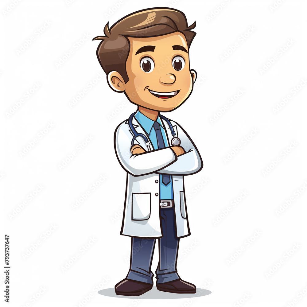 Cute doctor in cartoon vector style isolated on white background Cute doctor in cartoon vector style isolated on white background