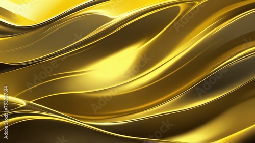 yellow Chrome Metal Wave Background.Ai generative