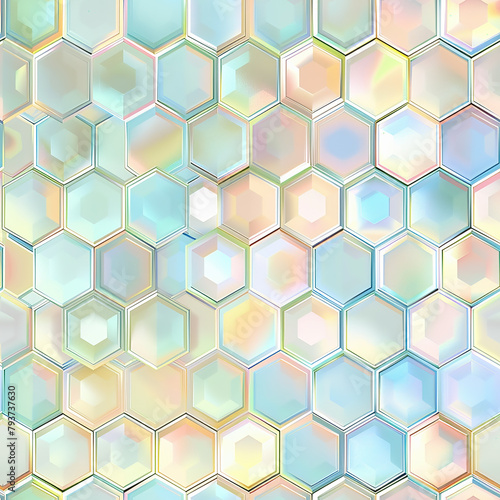 Colorful, holographic, geometric cubes with an irridescent pattern and metallic texture for technological background or wallpaper.