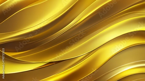 yellow Chrome Metal Wave Background.Ai generative