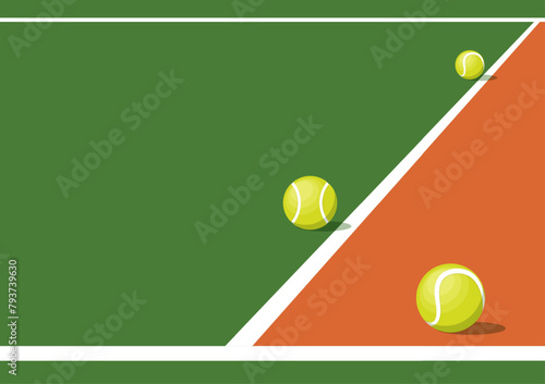 Tennis ball vector. Tennis ball in the field. wallpaper. free space for text. copy space.