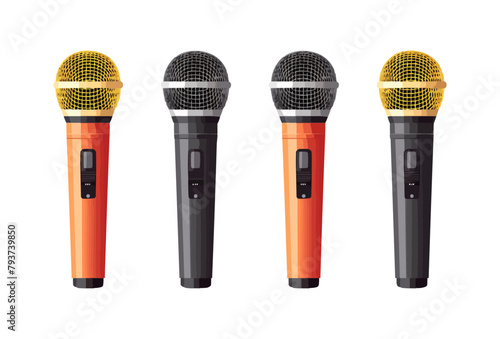 Microphone | Minimalist and Simple set of 3 Line White background - Vector illustration