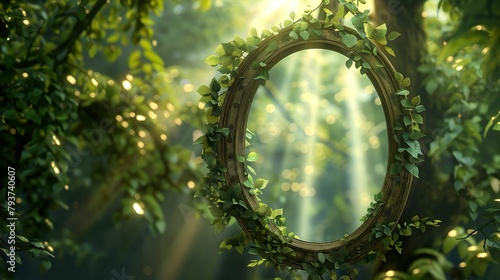 Enchanted mirror ancient oak frame