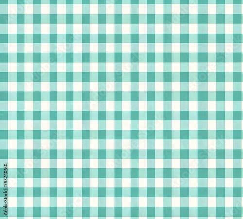 Green checkered tablecloth. Seamless vector background.
