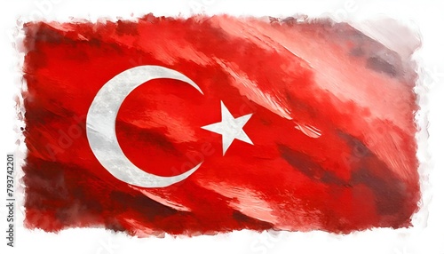 Watercolor illustration of turkish flag © Marinnai