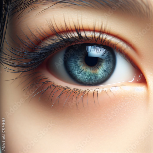 Human eye close up, iris eyelashes detail
