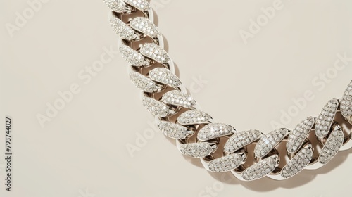 Wallpaper Mural Elegant 925 sterling silver cuban chain link on a background surface showcasing a luxurious design and reflective quality. Product design inspiration for jewelry Torontodigital.ca