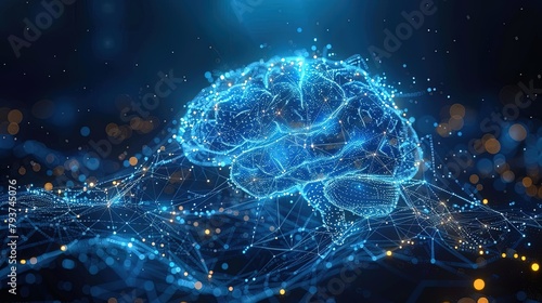 Technology driven human brain computer computing interface, artificial intelligence concept map #793745076