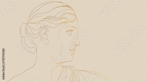Elegant line art of classical Greek sculpture on white background