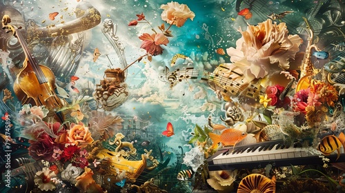 Surreal musical and culinary fusion with elements of nature and art