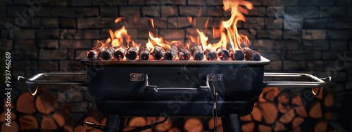 fire in the grill. selective focus